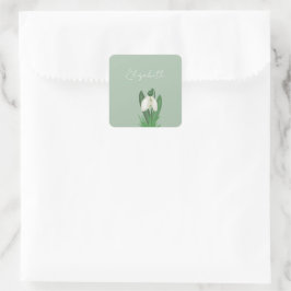 Adesivo Quadrado Flor de Galanthus delicada de primavera