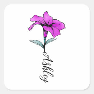 Adesivo Quadrado Flor de lírio Rosa Personalizado
