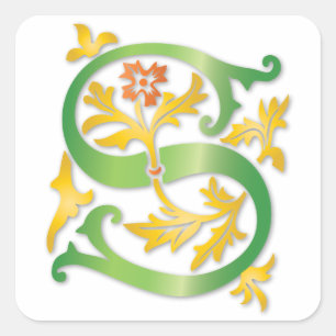 Adesivo Quadrado Flor de lis do monograma da letra S