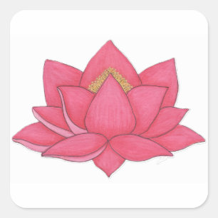 Adesivo Quadrado Flor de Lotus Rosa