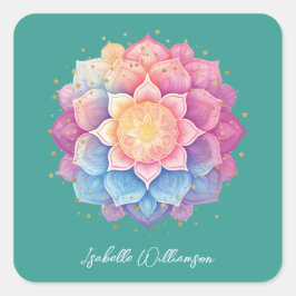 Adesivo Quadrado Flor de Meditação Mandala Holística Metafísica