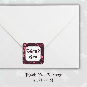 Adesivo Quadrado Flor de Papel Rosa Origami Cereja Flor