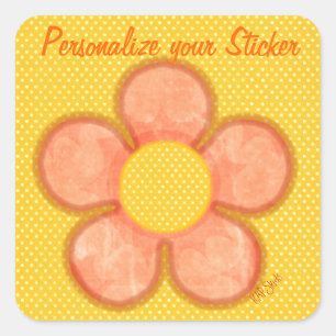 Adesivo Quadrado Flor de Pérolas Laranja