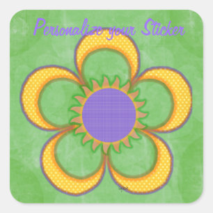 Adesivo Quadrado Flor de Polkadot Amarelo Sunburst
