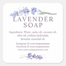 Adesivo Quadrado Flor de Sabonete Lavanda em Aquarela