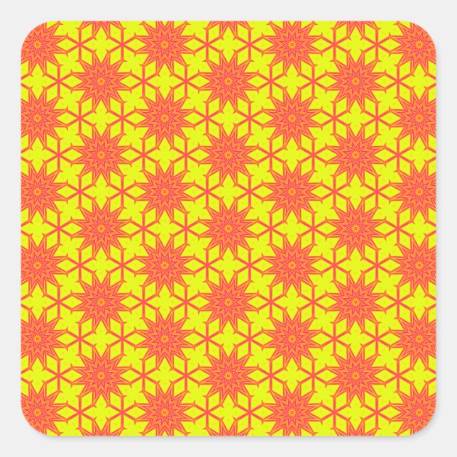 Adesivo Quadrado Flor de Starburst Laranja em Amarelo (Frente)