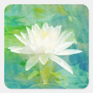Adesivo Quadrado Flor de Waterlily Branca
