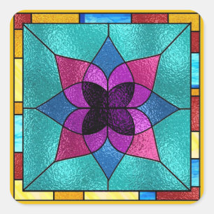 Adesivo Quadrado Flor do olhar do vitral