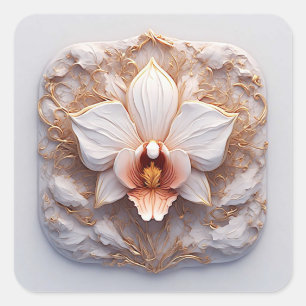 Adesivo Quadrado Flor Elegante em Fundo Ornamentado