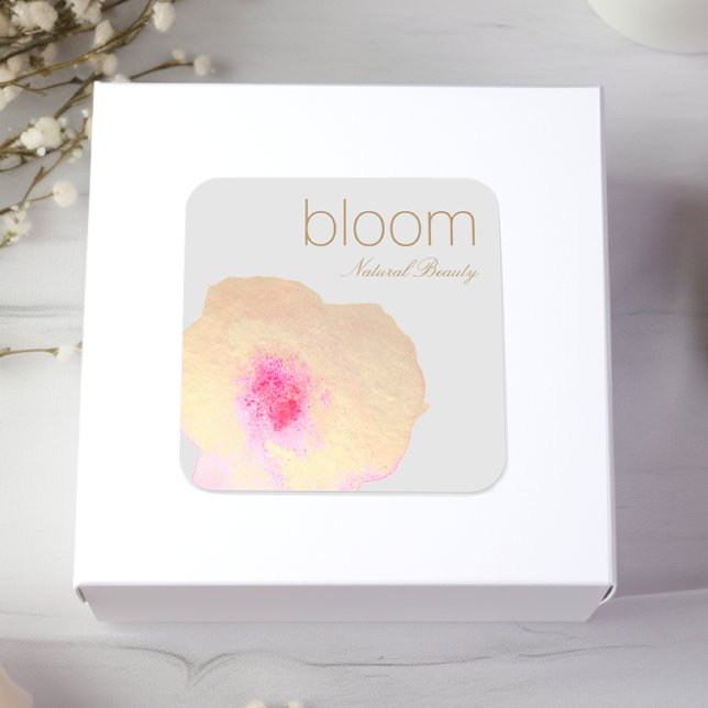 Adesivo Quadrado Flor Floral Dourado Elegante (Criador carregado)