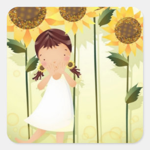 Adesivo Quadrado Flor Girl Stickers