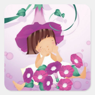 Adesivo Quadrado Flor Girl Stickers