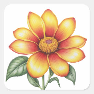 Adesivo Quadrado Flor Laranja
