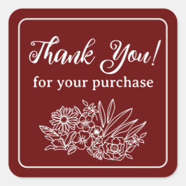 Adesivo Quadrado Flor Para Pequenas Empresas Obrigado