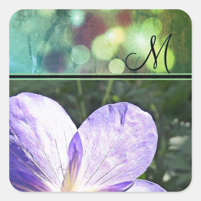Adesivo Quadrado Flor púrpura Sol (monograma) (Frente)