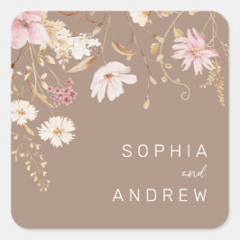 Adesivo Quadrado Flor Selvagem Moderna | Casamento de Jardim Botâni