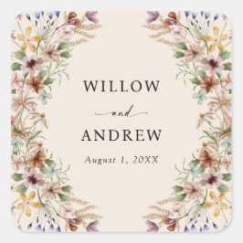 Adesivo Quadrado Flor Silvestre Boêmio Vintage