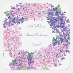 Adesivo Quadrado Flor WeddingThanks Flor-Floral do Lilac do