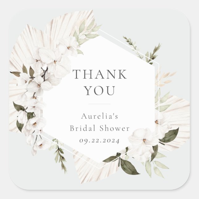 Adesivo Quadrado Florais Boêmio Elegante (Frente)