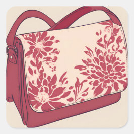 Adesivo Quadrado Floral Beige & Red AI art