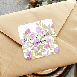 Adesivo Quadrado Floral Boho Rosa Pintado à Mão 