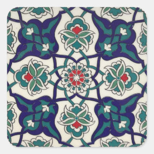 Adesivo Quadrado Floral cerâmico azul turco