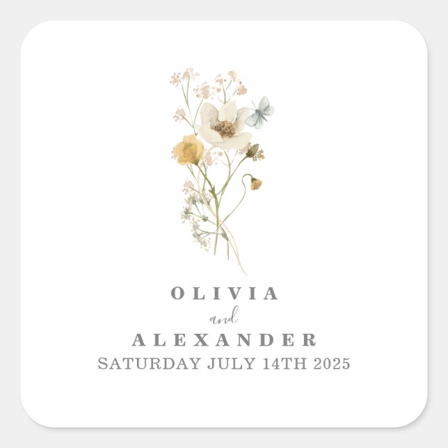 Adesivo Quadrado Floral de Jardim de Flor Selvagem (Frente)