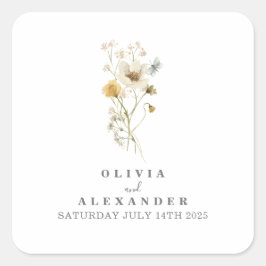 Adesivo Quadrado Floral de Jardim de Flor Selvagem