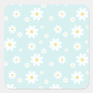 Adesivo Quadrado Floral de Margarida Branca Simples