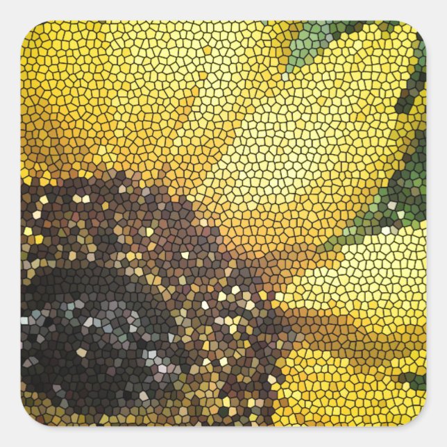 Adesivo Quadrado Floral de Mosaico, Primavera de girassol, amarelo (Frente)