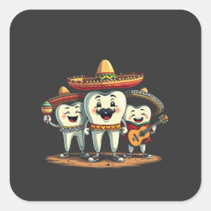 Adesivo Quadrado Floral Dental Engraçado Cinco De Mayo