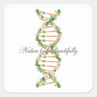 Adesivo Quadrado Floral DNA Helix Watercolor Art