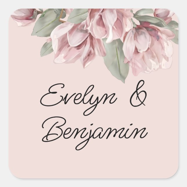 Adesivo Quadrado Floral Dusty Rosa Blush (Frente)