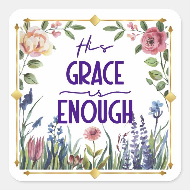 Adesivo Quadrado Floral e Dourada Grace (Frente)