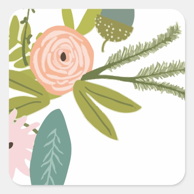 Adesivo Quadrado Floral e Fauna (Frente)