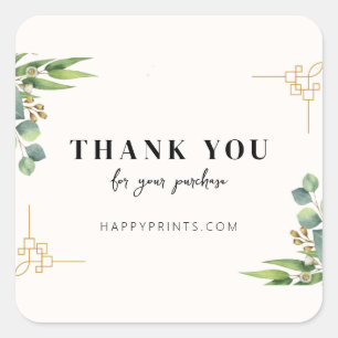 Adesivo Quadrado Floral Editável Agradecemos o Seu Pedido 