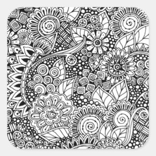 Adesivo Quadrado Floral étnico inspirado