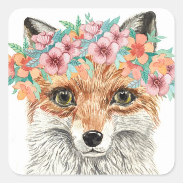 Adesivo Quadrado Floral Fox (Frente)