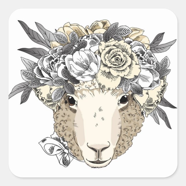Adesivo Quadrado Floral Halo Sheep (Frente)
