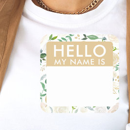 Adesivo Quadrado Floral Hello Meu Nome É Stickers