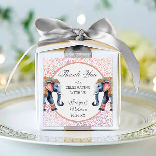 Adesivo Quadrado Floral Indiano Elefant Wedding Return Gift Favor