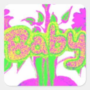 Adesivo Quadrado Floral Inspiracional Belo e Incrível Bebê