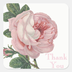 Adesivo Quadrado Floral Obrigado Casamento vintage Rosa Rosa Rosa R