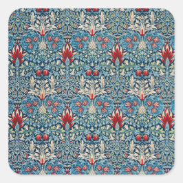 Adesivo Quadrado Floral pattern on green leaves blue background