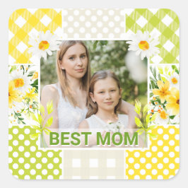 Adesivo Quadrado Floral & Plaid Photo Frame Mother's Day