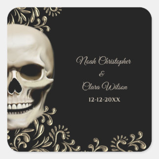Adesivo Quadrado Floral preto sombrio gótico sombrio Halloween