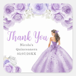 Adesivo Quadrado Floral Princess in Dusty Purple Dress Quinceanera