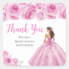 Adesivo Quadrado Floral Princess in Light Pink Dress Quinceanera