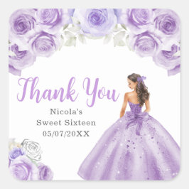 Adesivo Quadrado Floral Princess in Purple Dress Sweet Sixteen