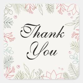 Adesivo Quadrado Floral Red E Green Frame Obrigado